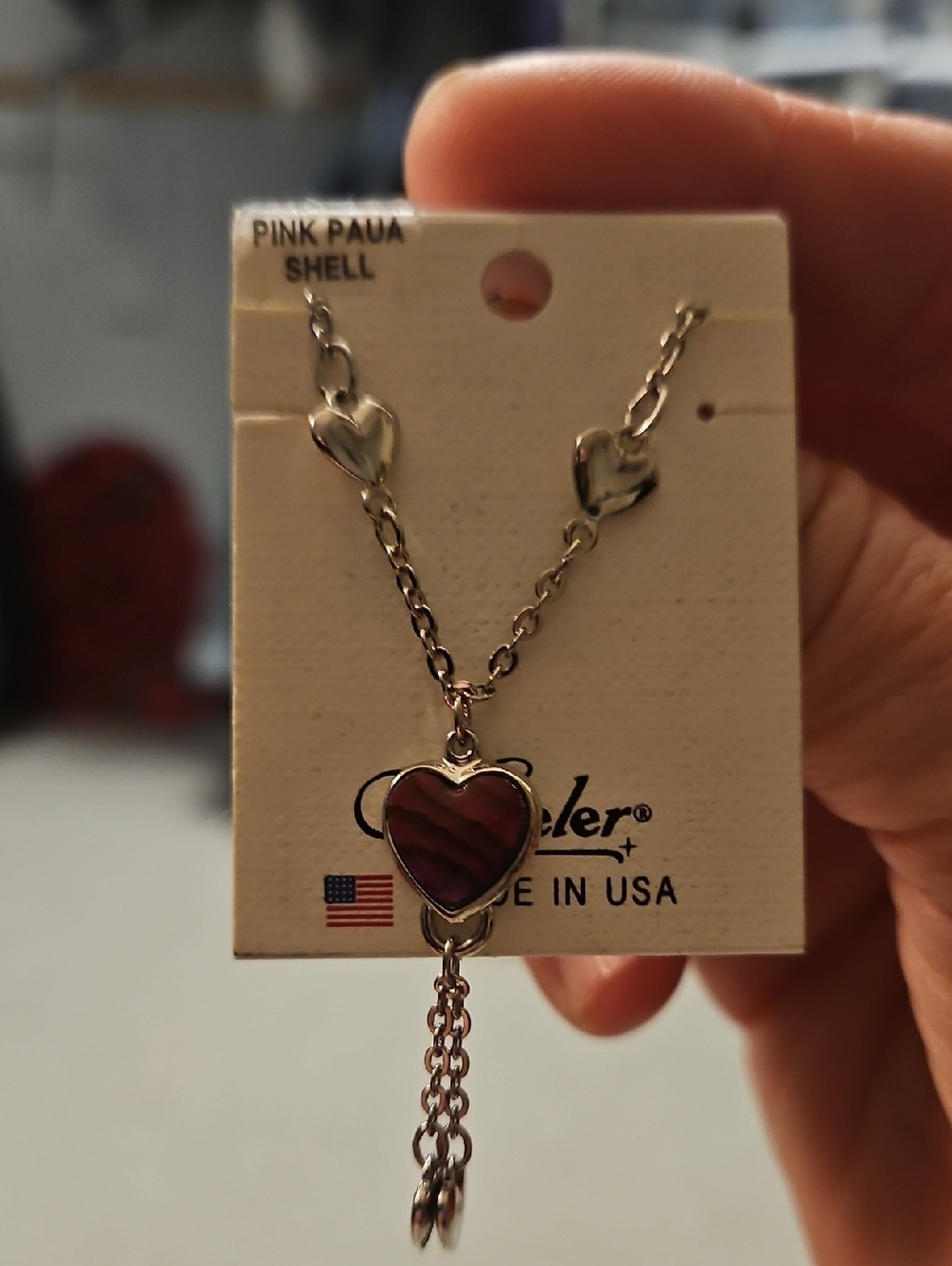 Unbranded Pink Heart Pendant Necklace in Silver Tone